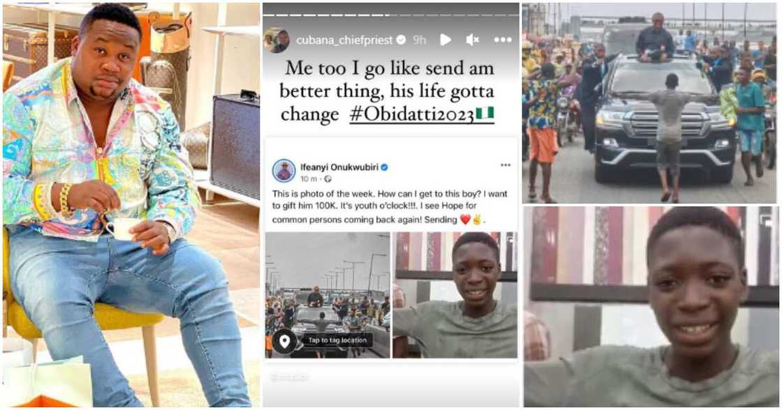 Cubana Chiefpriest joins in to look for young boy at Peter Obi's Lagos rally. Cubana Chiefpriest joins in to look for young boy at Peter Obi's Lagos rally.