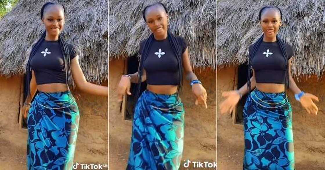 Pretty lady dances in the village Pretty lady dances in the village