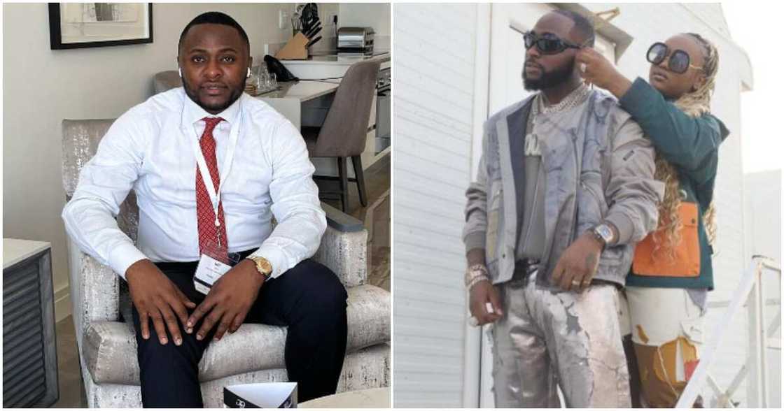 Media personality Ubi Franklin with Davido and Chioma