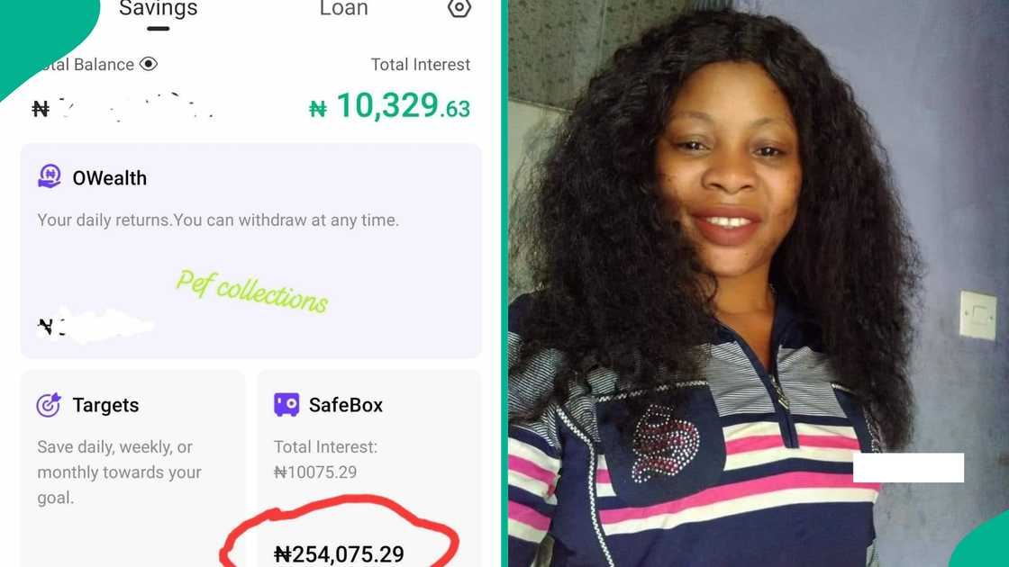 A Nigerian woman showcases how much she got as interest after saving with Opay. A Nigerian woman showcases how much she got as interest after saving with Opay.