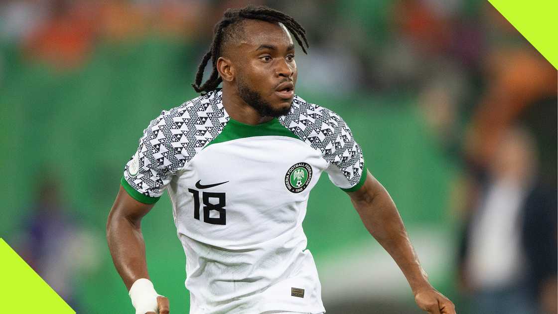 Ademola Lookman playing for Nigeria at AFCON 2023 in Ivory Coast.