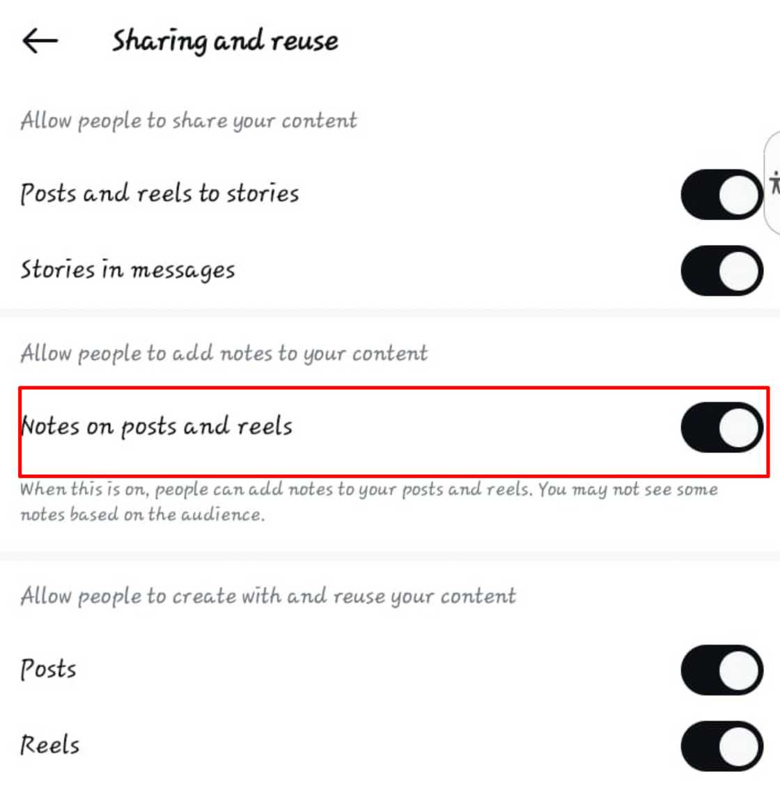 Turning off notes Turning off notes