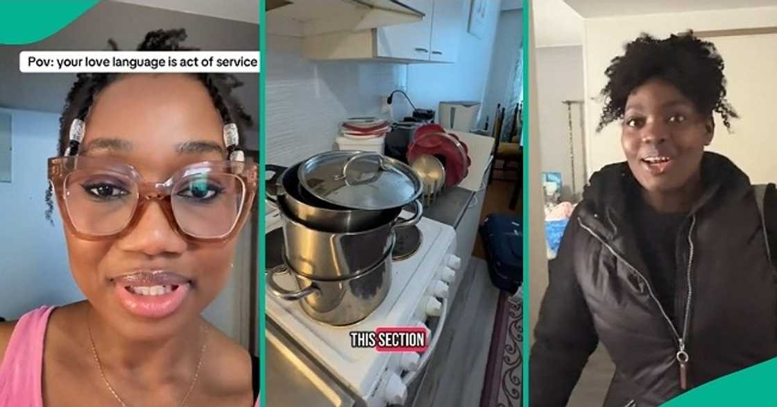 Lady whose love language is act of services does dishes at friend's house Lady whose love language is act of services does dishes at friend's house