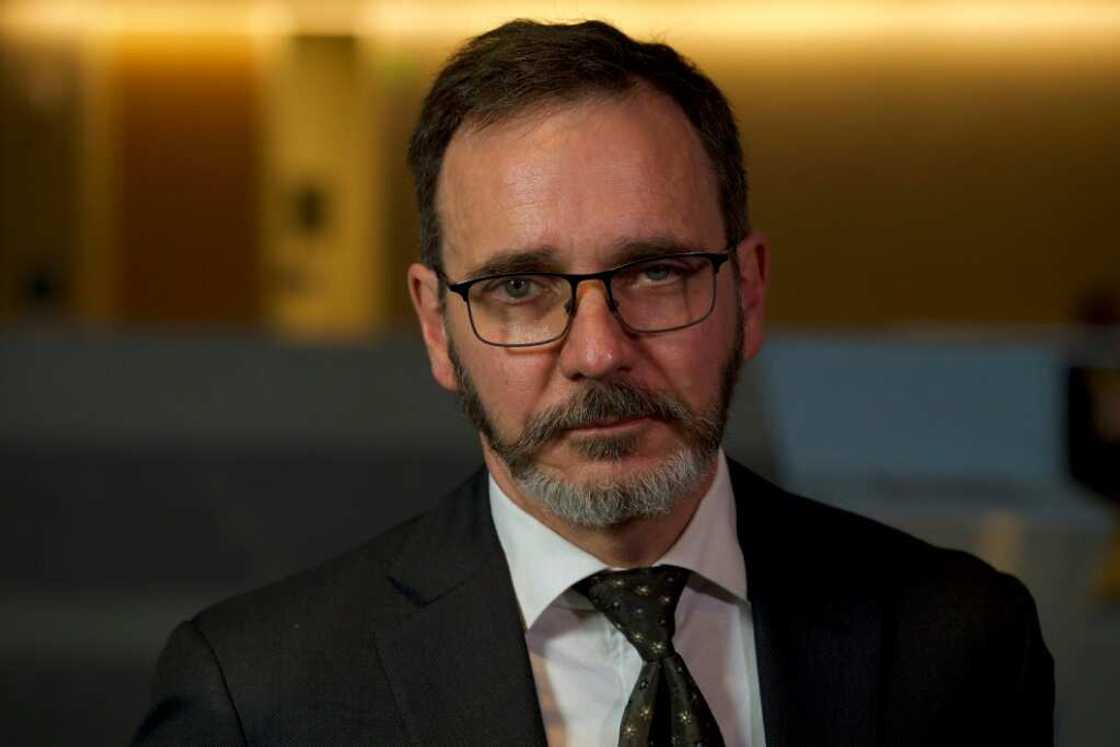 International Monetary Fund (IMF) Chief Economist Pierre-Olivier Gourinchas speaks during an interview with AFP at the IMF headquarters in Washington, DC, on April 15, 2024. The recent oil price spike fueled by rising Middle East tensions has the potential to derail the IMF's "relatively good" outlook for the world economy, Gourinchas told AFP