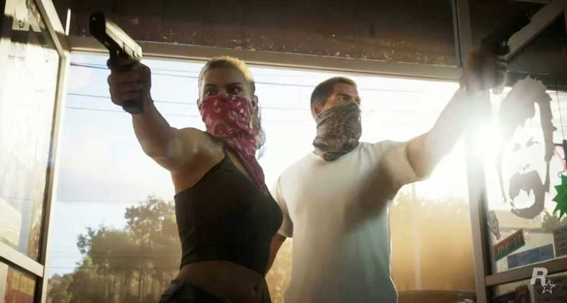 This handout courtesy of Rockstar Games shows a video grab from a 'Grand Theft Auto VI' video game trailer that has fans thinking it will feature a 'Bonnie and Clyde' style outlaw couple This handout courtesy of Rockstar Games shows a video grab from a 'Grand Theft Auto VI' video game trailer that has fans thinking it will feature a 'Bonnie and Clyde' style outlaw couple