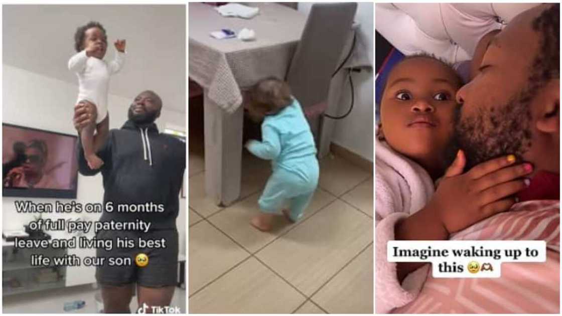 Happy father-children moment/kids showed love to dads. Happy father-children moment/kids showed love to dads.