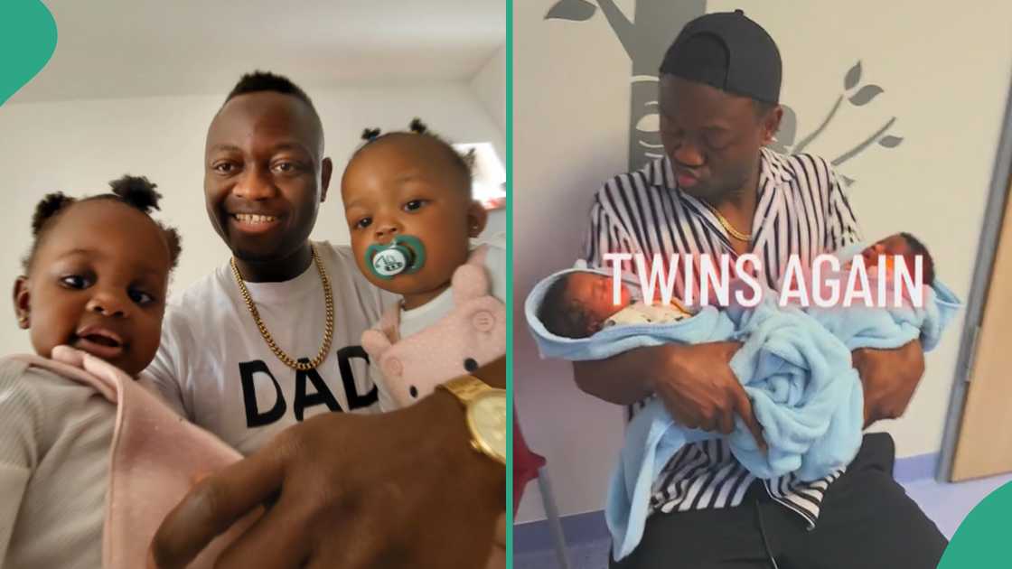 Man celebrates as his wife welcomes twins.