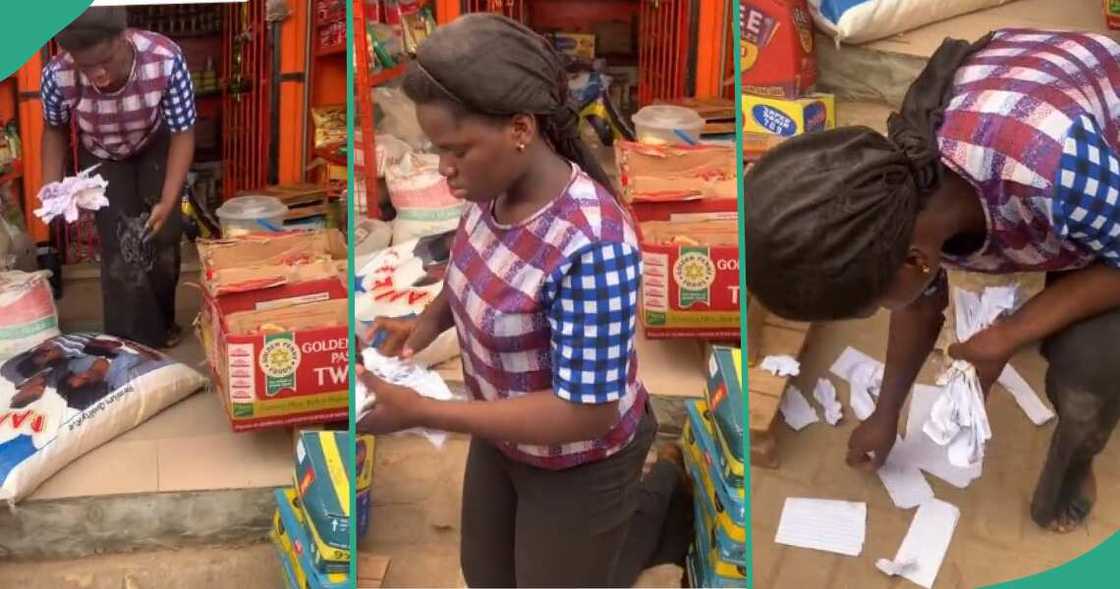 Video shows sales girl crying after N120k customer handed her 'turned to papers' Video shows sales girl crying after N120k customer handed her 'turned to papers'