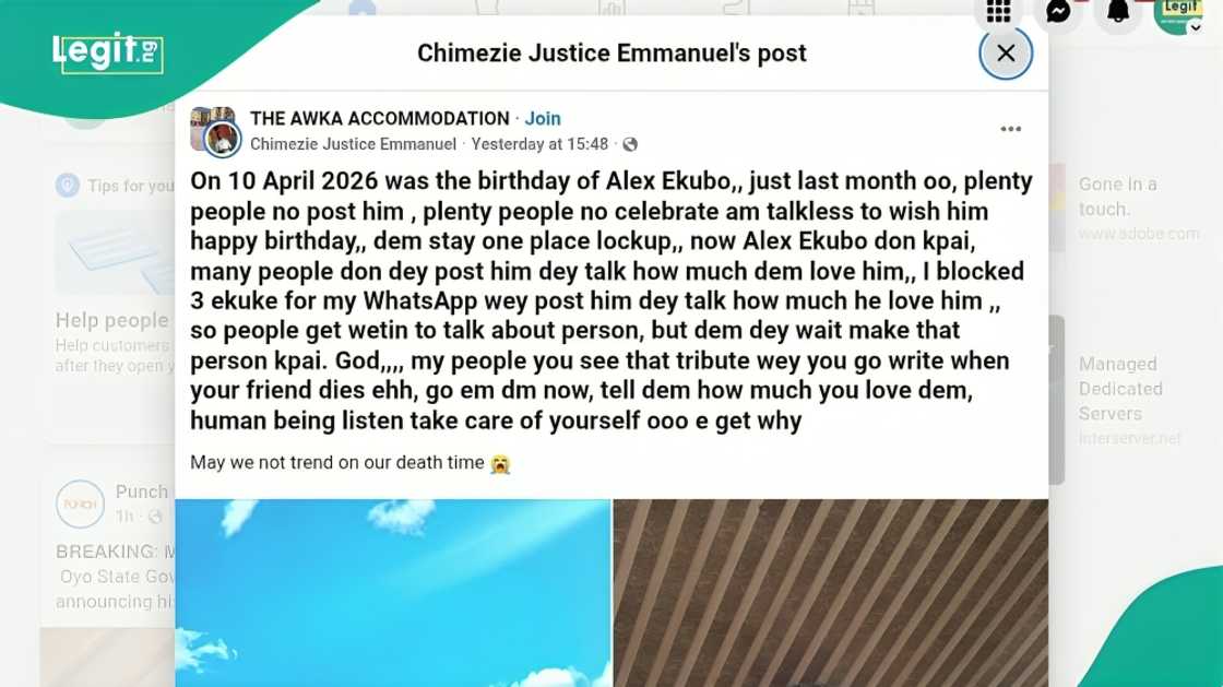 Man reacts to Alexx Ekubo’s death posts, takes action against WhatsApp contacts
