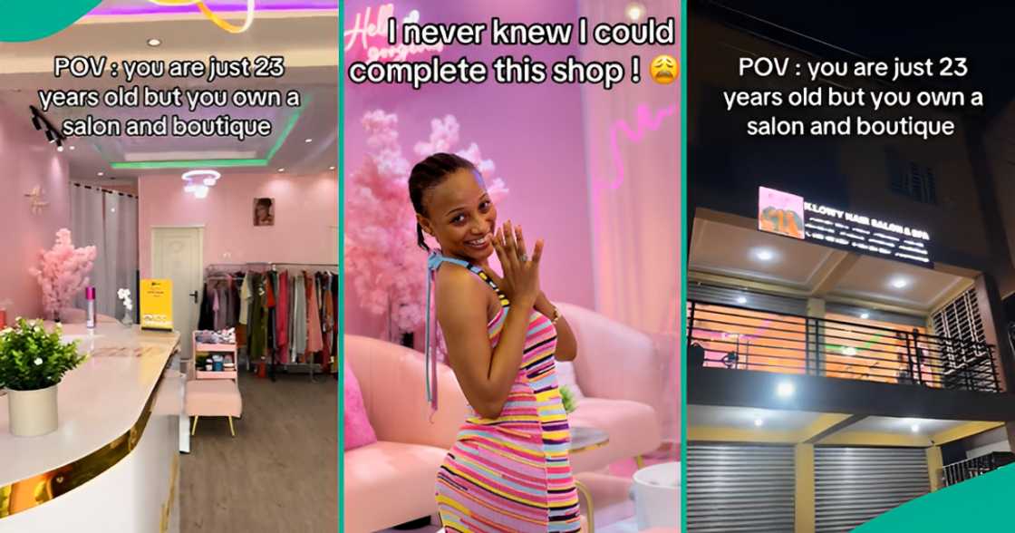 Young lady shows her luxury salon and boutique