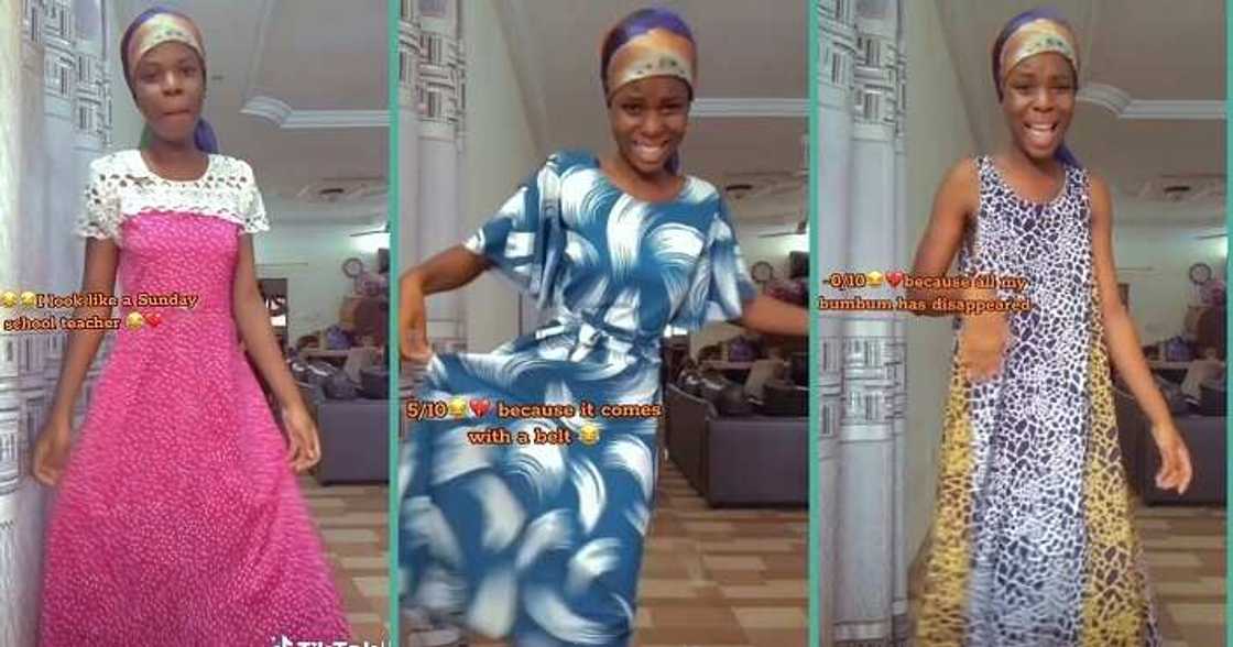 Lady hilariously shows off long party wears African mum bought for her Lady hilariously shows off long party wears African mum bought for her