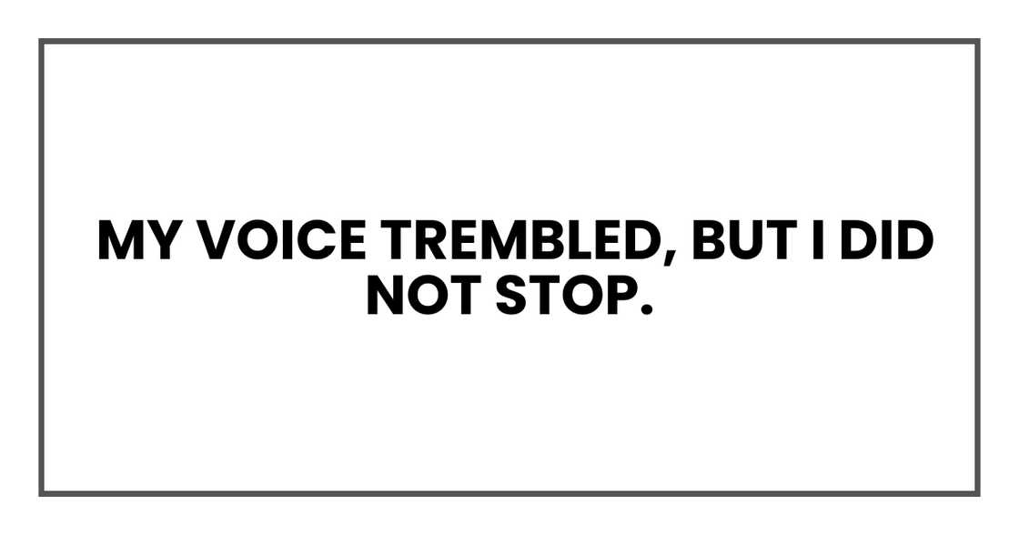 My voice trembled, but I did not stop. My voice trembled, but I did not stop.