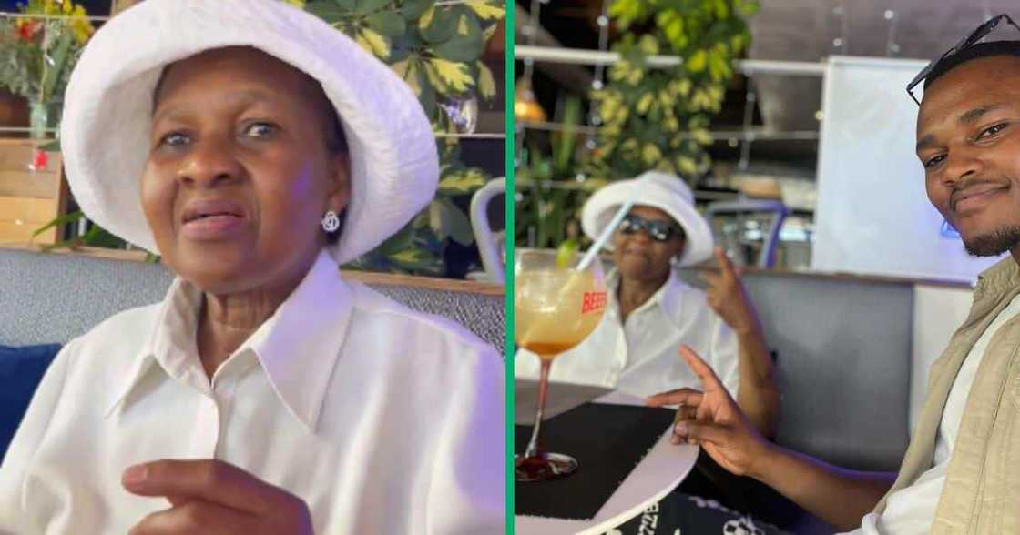 Man takes mom out on date Man takes mom out on date