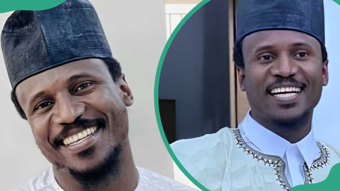 Naziru Sarkin Waka in a grey and white T-shirt (L) and a white and cream outfit (R) Naziru Sarkin Waka in a grey and white T-shirt (L) and a white and cream outfit (R)