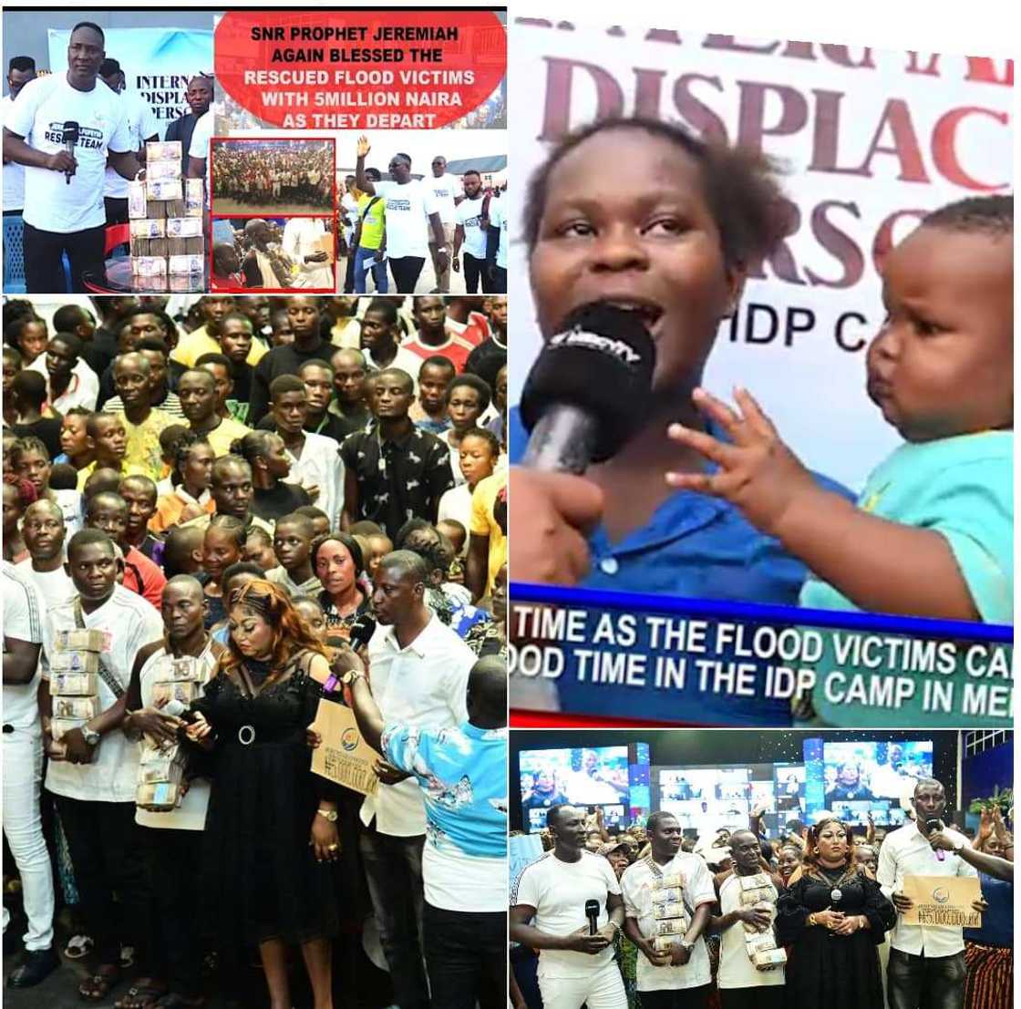 Flood Victims Rescued by Prophet Jeremiah Fufeyin Return Home with N5million Cash Gifts