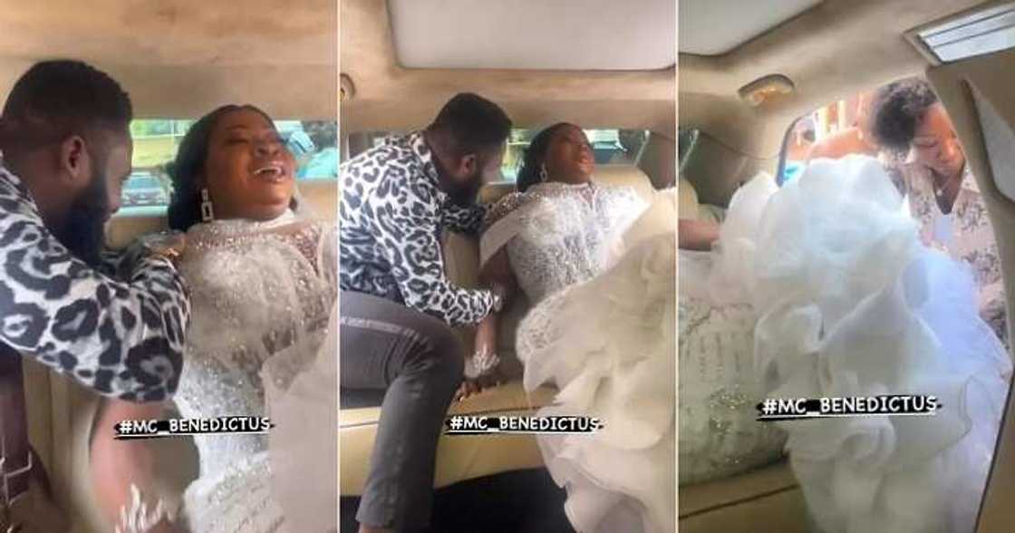 Nigerian bride unable to enter car Nigerian bride unable to enter car