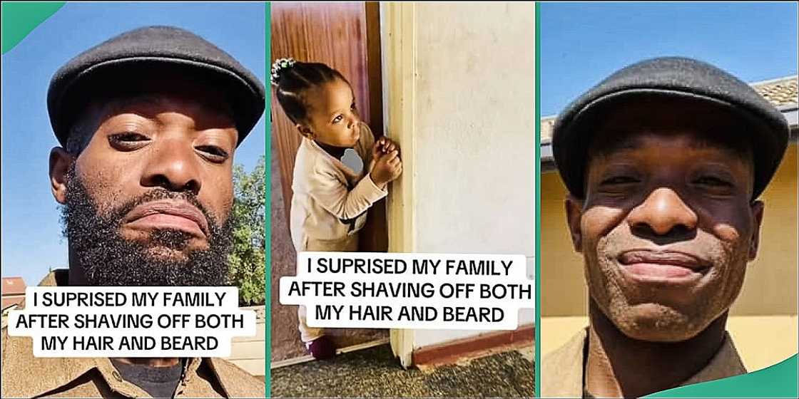 Dad shaves his head and beards