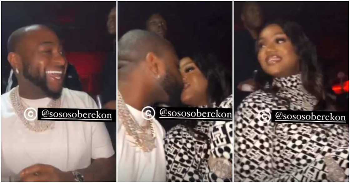 Davido and Chioma kissing.