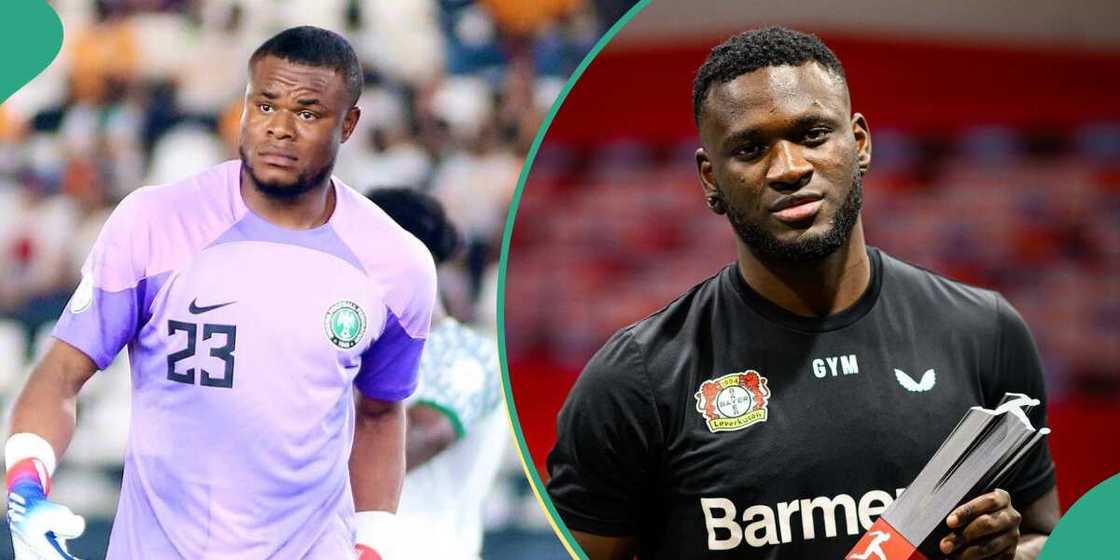 Nwabali wore a jersey with his colleague and Bayer Leverkusen star Victor Boniface's name Nwabali wore a jersey with his colleague and Bayer Leverkusen star Victor Boniface's name
