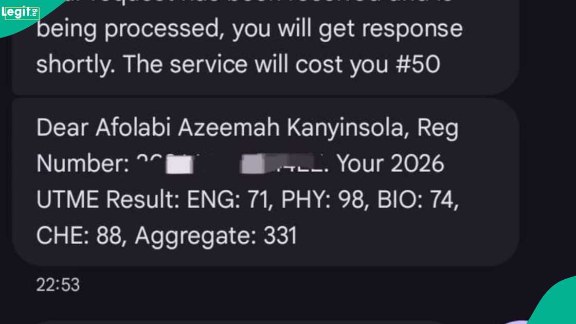 A father shows the 2026 UTME result of his underage daughter in science class.