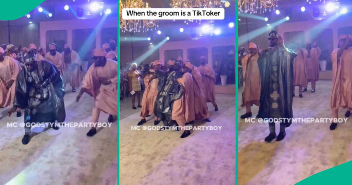 Groom and men on ‘agbada’ perform popular TikTok dance steps on wedding day, fun video trends Groom and men on ‘agbada’ perform popular TikTok dance steps on wedding day, fun video trends