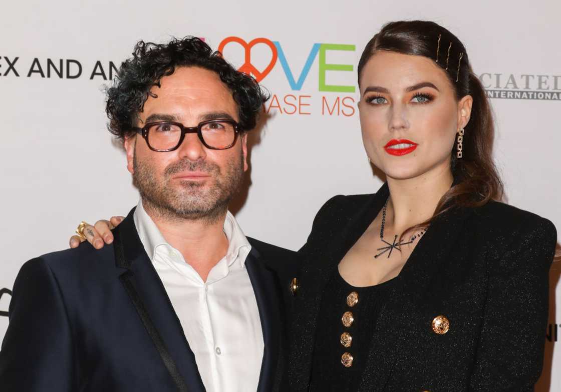 Actor Johnny Galecki (L) and Model Alaina Meyer at The Beverly Hilton Hotel in Beverly Hills, California.