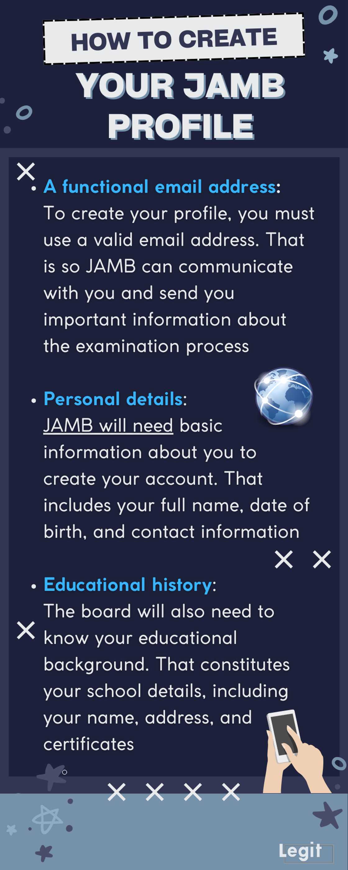 How to create JAMB profile