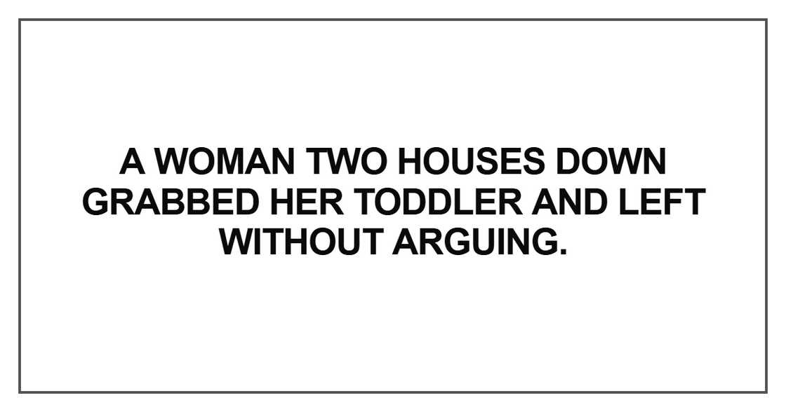 A woman two houses down grabbed her toddler