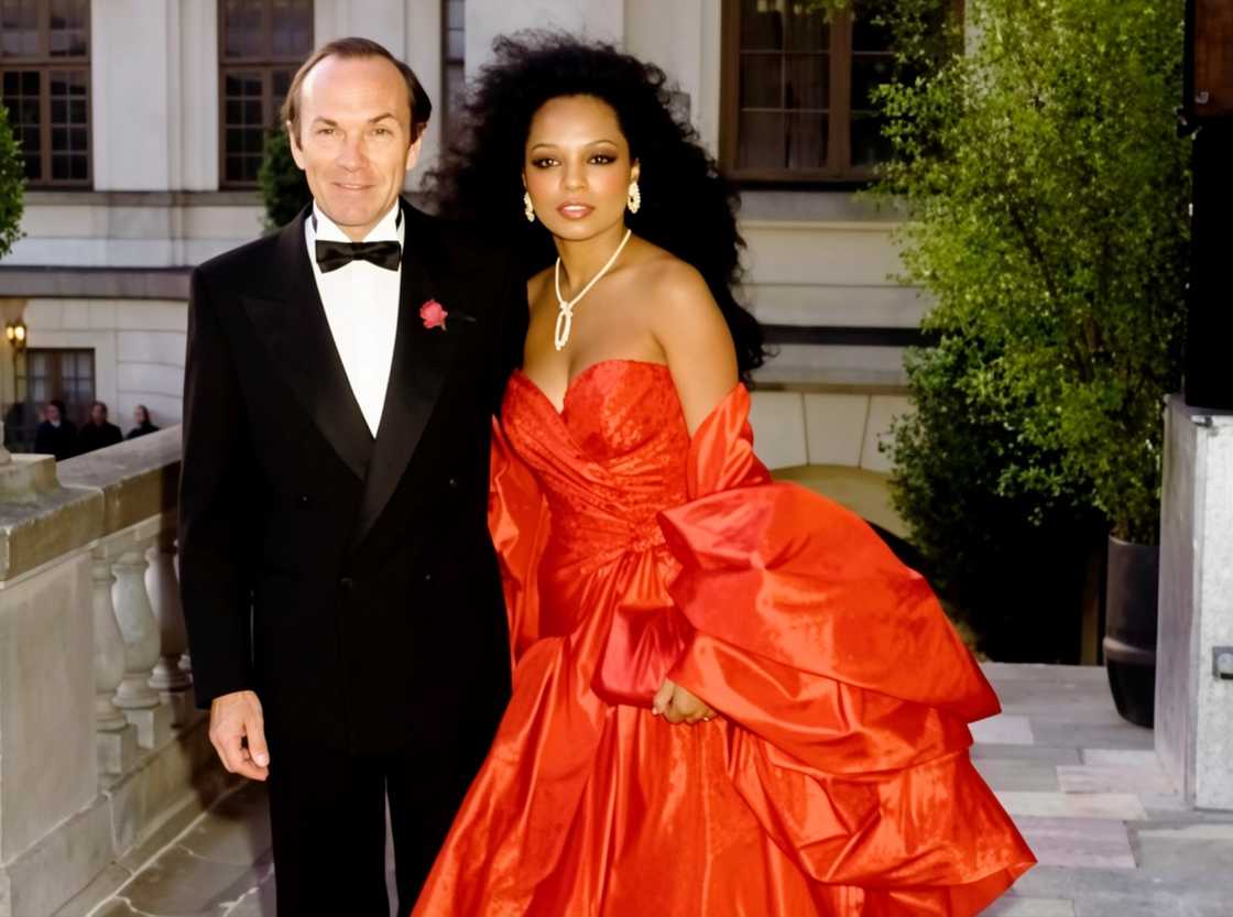 Diana Ross poses with her husband, Arne Næss Jr.