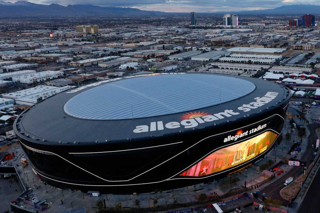 Aerial view of Allegiant Stadium