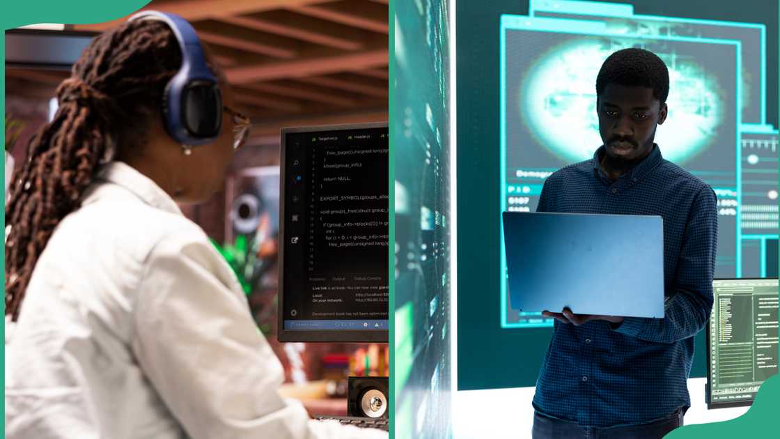 Computer science students working Computer science students working