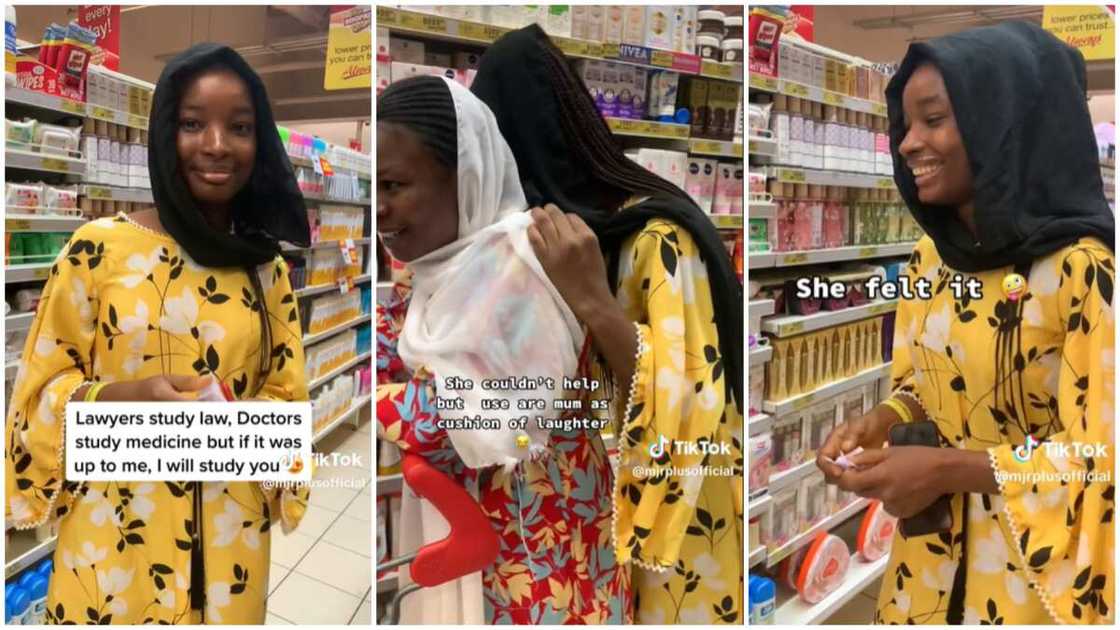 Fine lady in a supermarket/young man saw beautiful lady. Fine lady in a supermarket/young man saw beautiful lady.