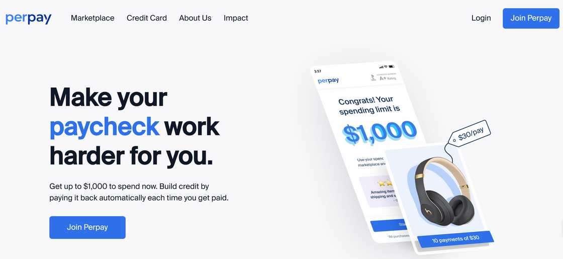 Perpay homepage Perpay homepage