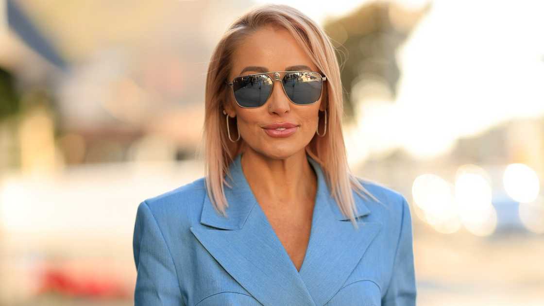 Mary Bonnet pictured in a light blue jacket in Los Angeles, California. Mary Bonnet pictured in a light blue jacket in Los Angeles, California.