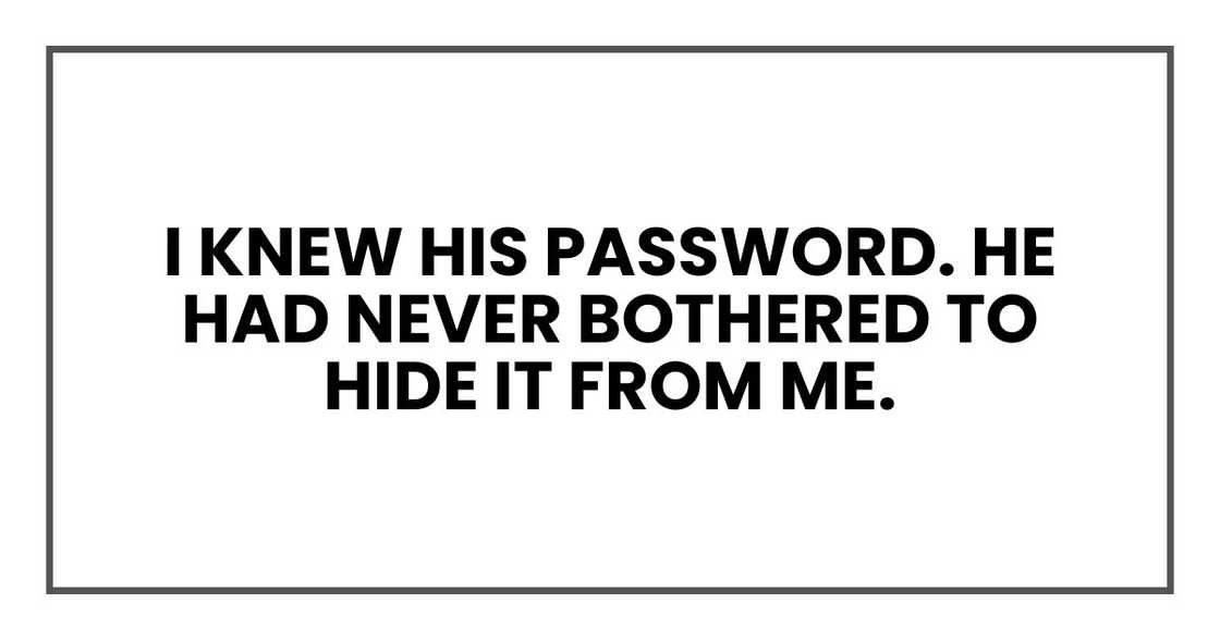 I knew his password. He had never bothered to hide it from me.