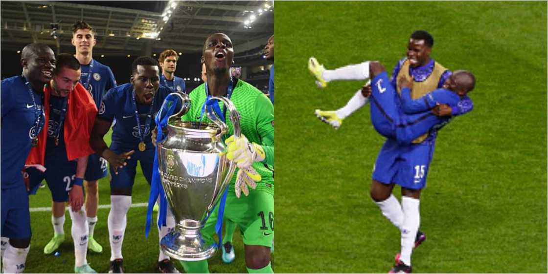 Chelsea star carried across the pitch like a baby by teammate after Champions League victory