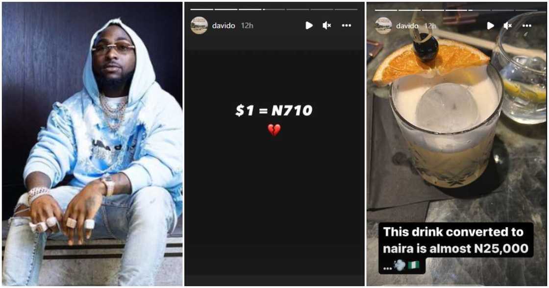 Davido reacts to N710 per dollar rate. Davido reacts to N710 per dollar rate.