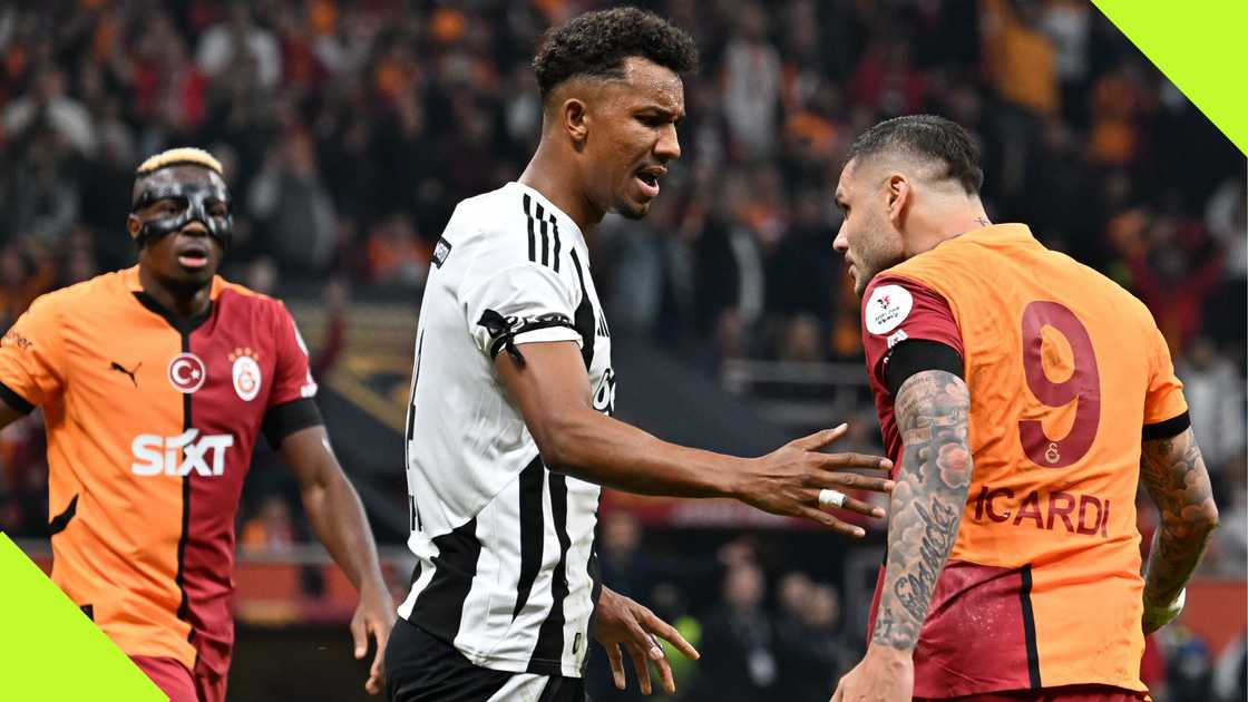 Victor Osimhen, Felix Uduokhai, Mauro Icardi, Besiktas, Galatasaray, RAMS Park, Istanbul, Turkiye, Super Lig. Victor Osimhen, Felix Uduokhai, Mauro Icardi, Besiktas, Galatasaray, RAMS Park, Istanbul, Turkiye, Super Lig.