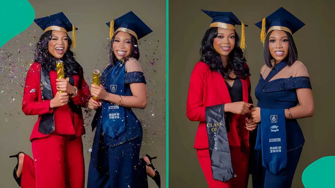 Twin sisters who studied different courses graduate together, trend online Twin sisters who studied different courses graduate together, trend online