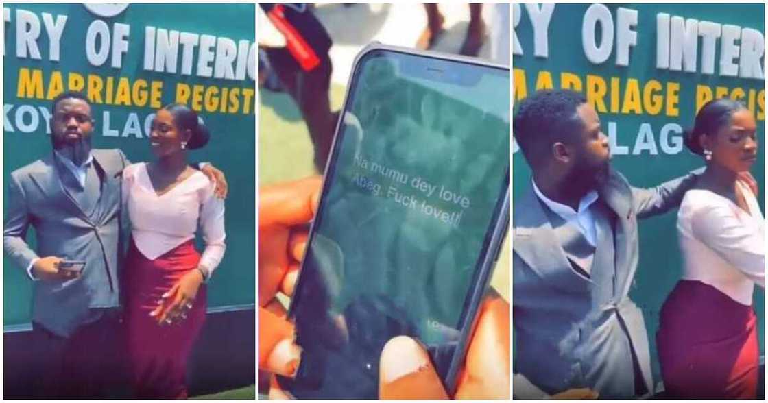 Moment Nigerian man posted 'na mumu dey love' on his WhatsApp status at his wedding goes viral Moment Nigerian man posted 'na mumu dey love' on his WhatsApp status at his wedding goes viral
