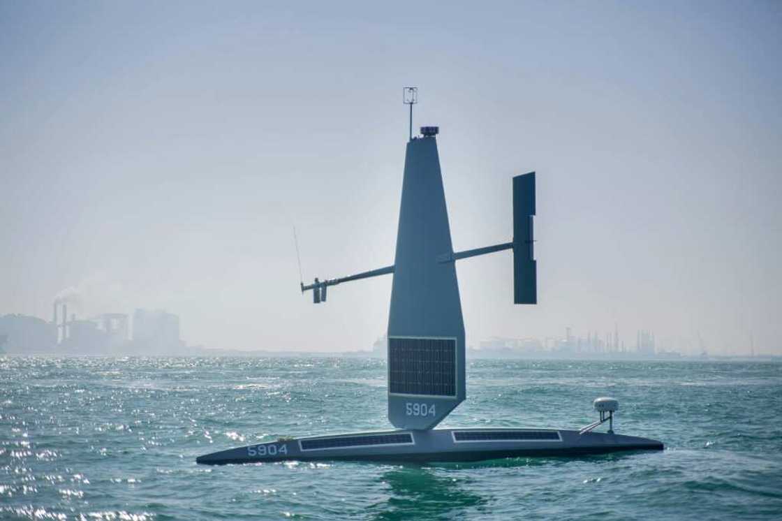A US Navy Saildrone Explorer unmanned surface vessel (USV) or naval drone in the Arabian Gulf off Bahrain’s coast. A US Navy Saildrone Explorer unmanned surface vessel (USV) or naval drone in the Arabian Gulf off Bahrain’s coast.