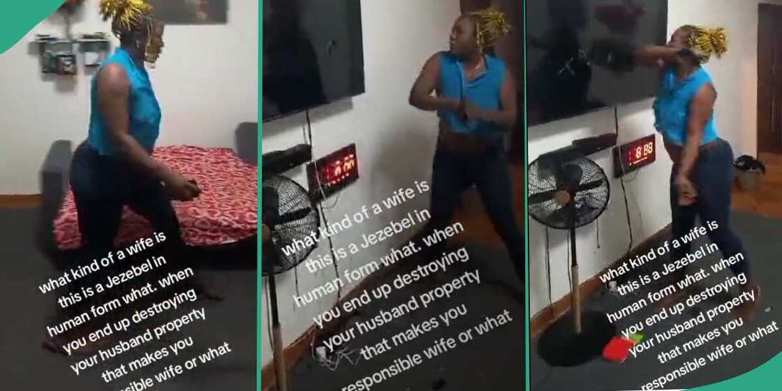 Woman smashing TV at home. Woman smashing TV at home.