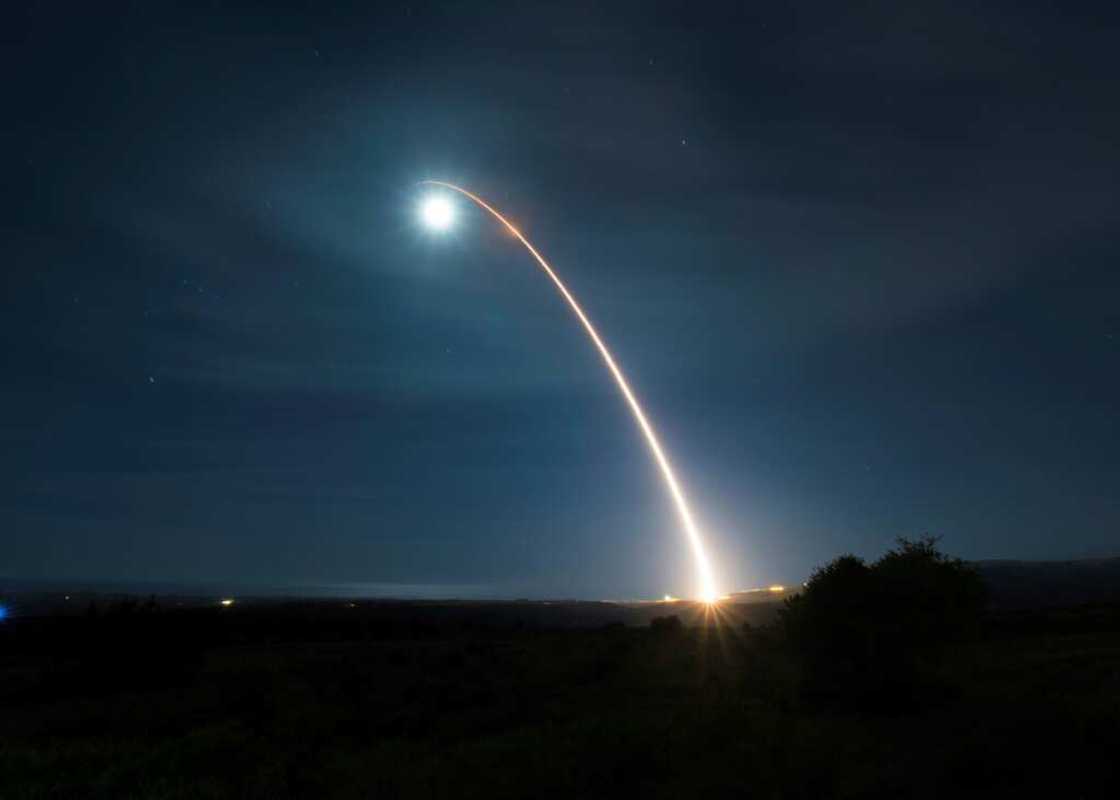 A US Minuteman ICBM test launch in 2020. A US Minuteman ICBM test launch in 2020.