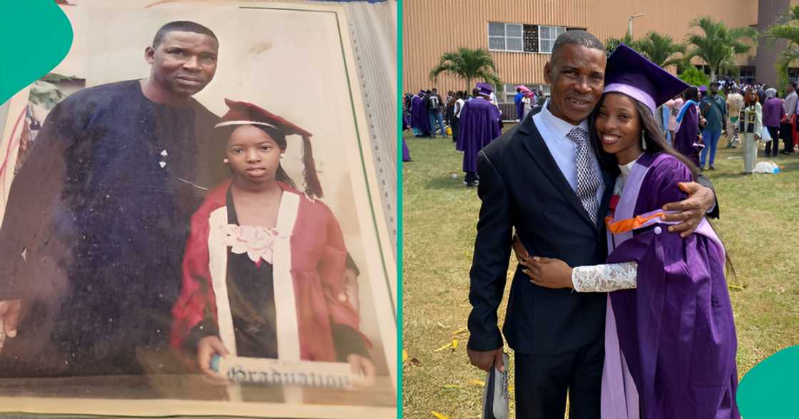 University of Benin Graduate Recreates Photo Taken with Her Father Many Years Ago, Melt Hearts