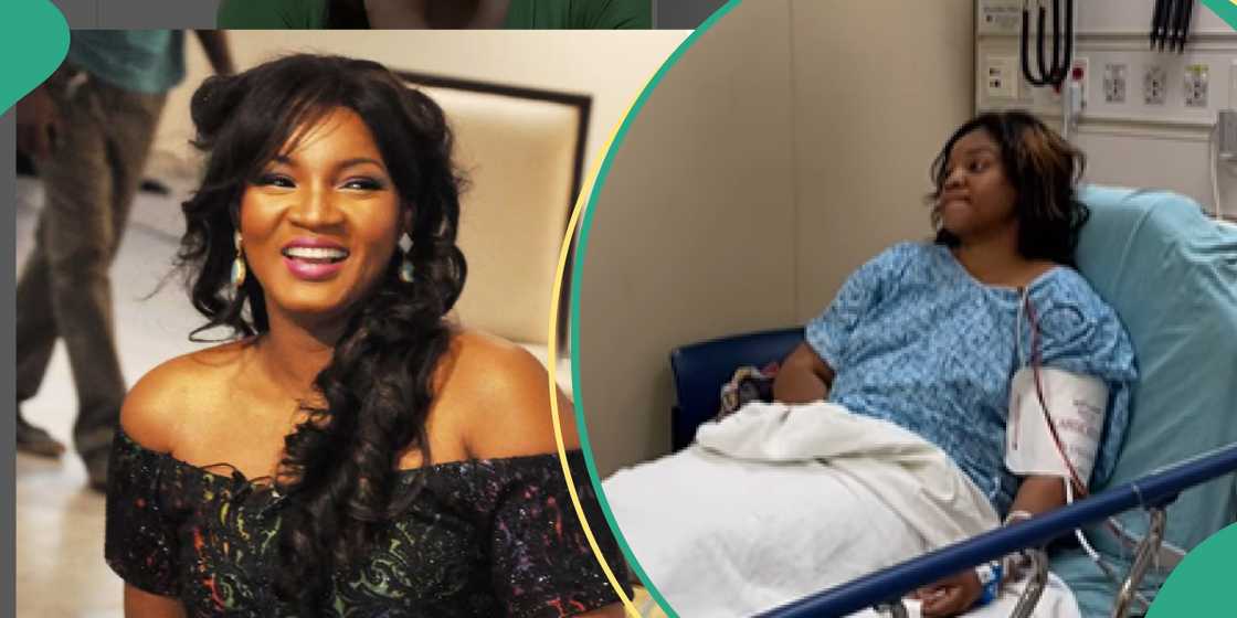 Omotola Jalade in hospital