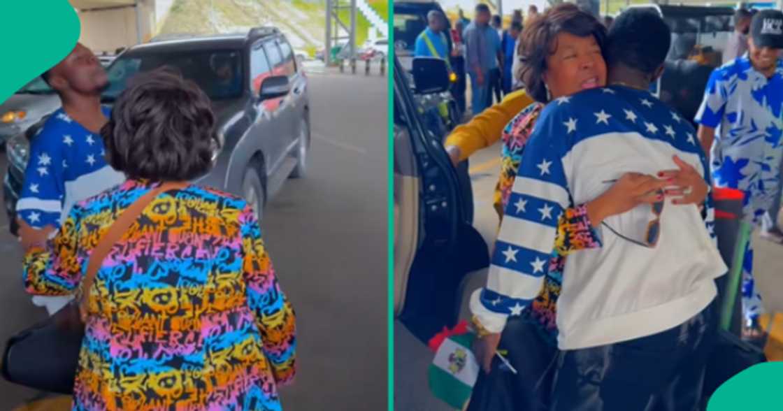 Nigerian man rejoices, dances for his lovely wife as she arrives Nigeria.