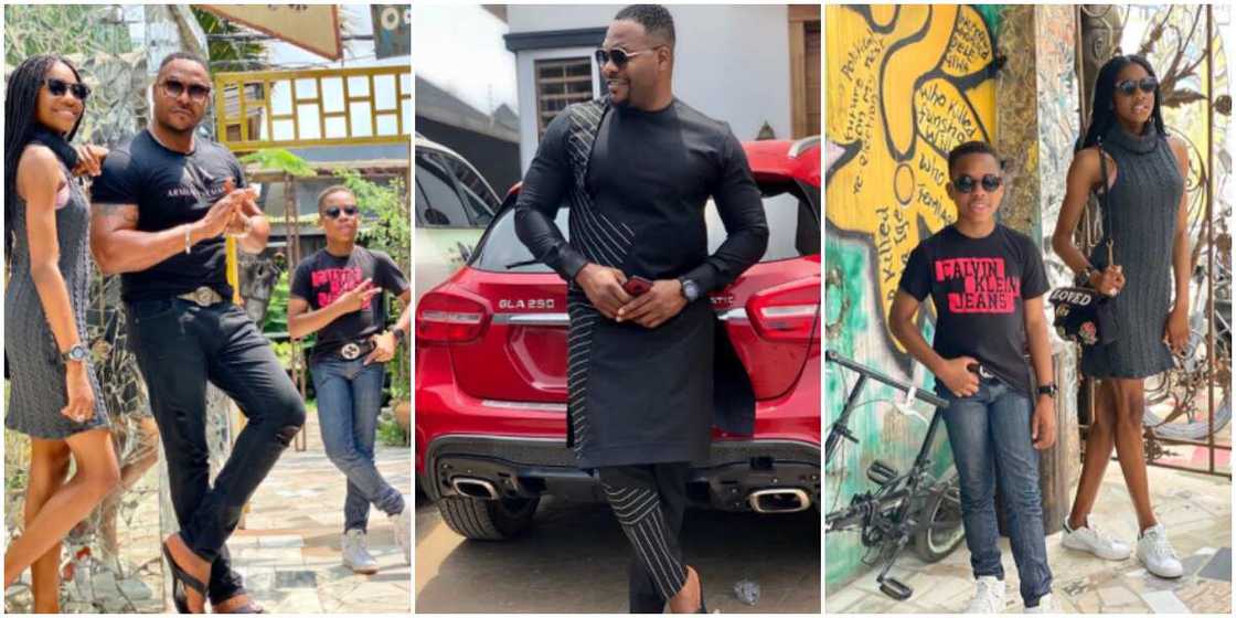 Sweet reactions as Nollywood actor Nino B chills with his kids