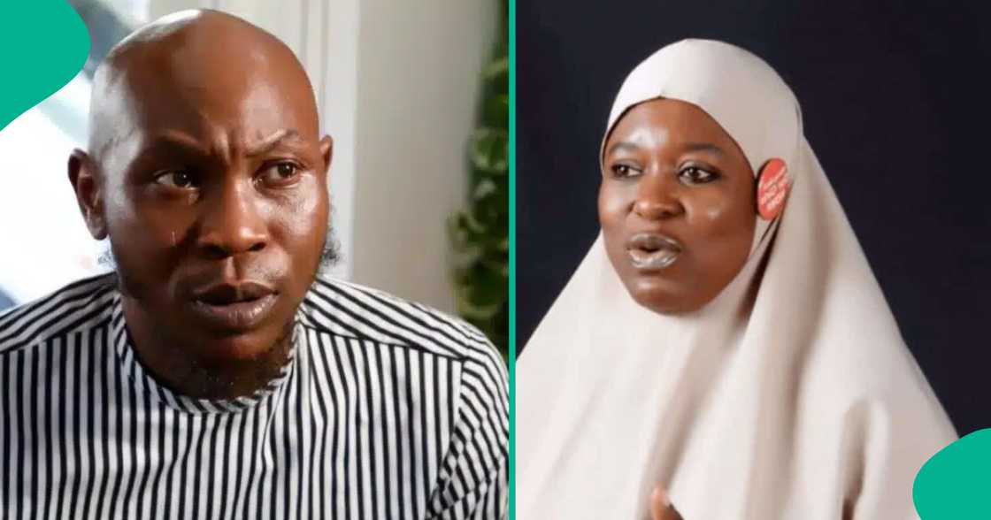 Seun Kuti and Aisha Yesufu trade words.