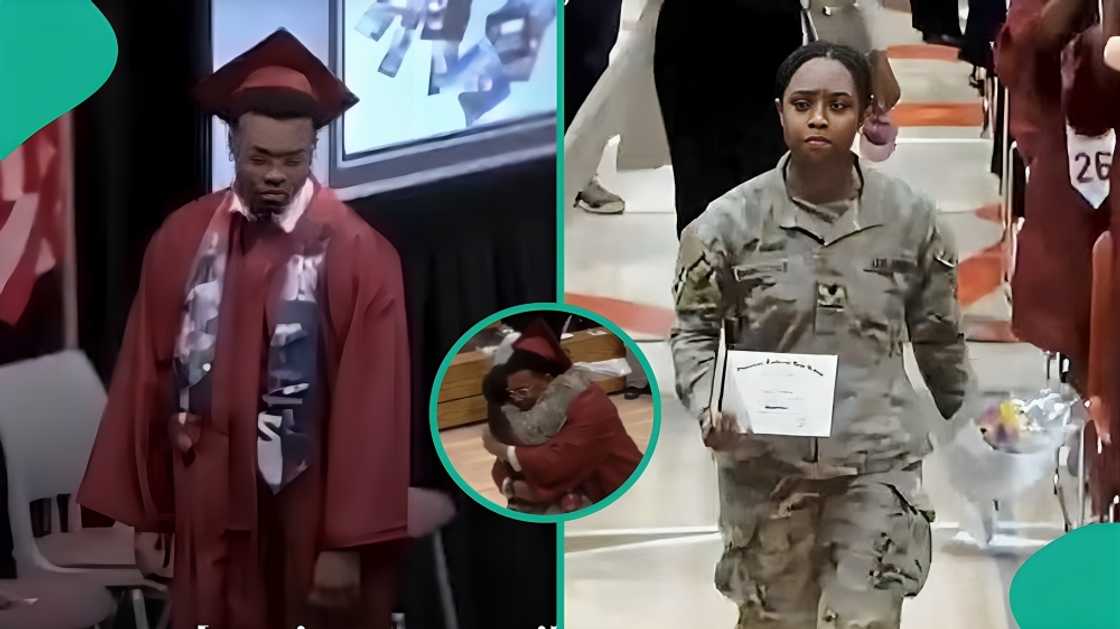 A high school senior received a surprise reunion with his sister during his graduation ceremony at his High School in the United States
