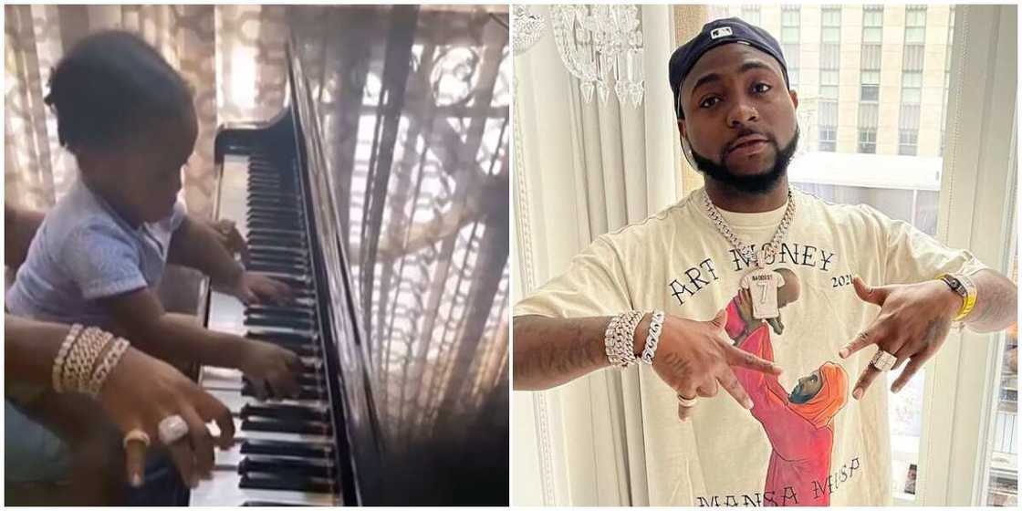 Following Daddy’s Footsteps? Ifeanyi Joins Davido to Play the Piano in Heart-Melting Video, Fans Gush